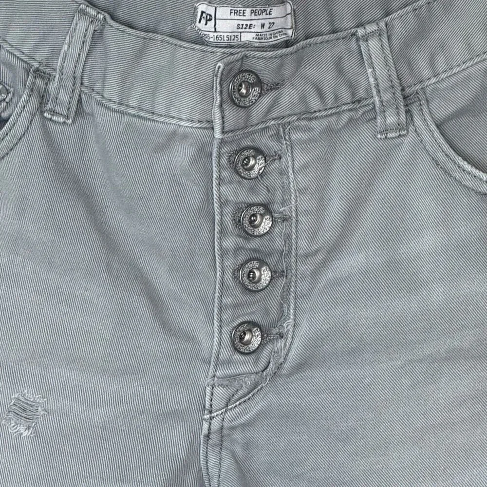 Free People Slate Blue Button Fly Cut Off Shorts - Women’s US 27
